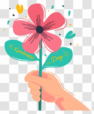 World Kindness Day - Pink Flower With Kindness Day Text Transparent PNG
