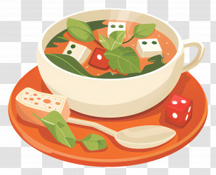 Delicious Food - Bowl Of Vegetable Soup With Bread Transparent PNG