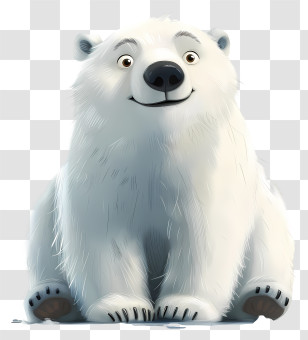 International Polar Bear Day - Sitting Polar Bear With A Happy Expression In 3D Transparent PNG