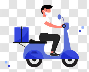 Blue Scooter - Delivery Person On Scooter Transparent PNG