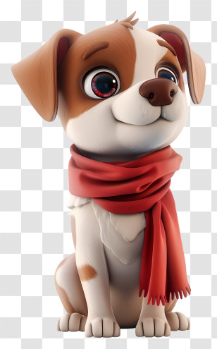 Animated Cute Puppy - Cute Cartoon Puppy With Red Scarf Transparent PNG