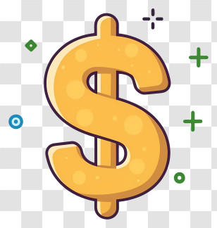 Golden Dollar Sign - Cartoon Dollar Sign Transparent PNG