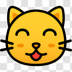 Cat Emoji - Cute Yellow Cat Emoji Expression Transparent PNG