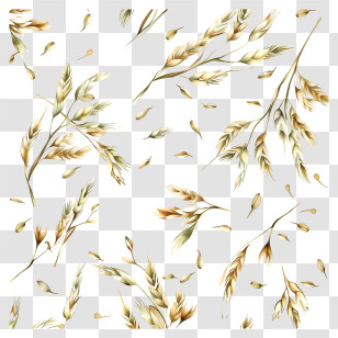 Scattered Oats - Wheat Grains And Stalks Transparent PNG