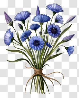 Blue Flowers - Bouquet Of Blue Flowers Transparent PNG