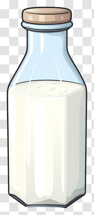 Glass Bottle - Milk Bottle With Beige Lid Illustration Transparent PNG