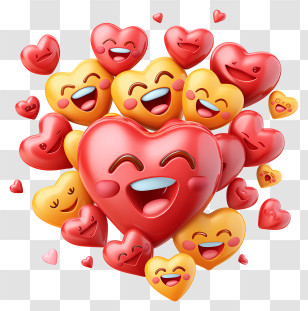 Giving Hearts Day - Adorable Heart Emojis With Expressions Transparent PNG