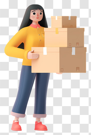 Woman Holding Boxes - Woman Carrying Boxes Transparent PNG