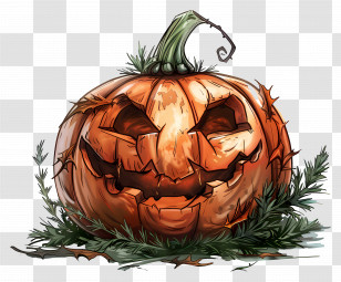 Carved Pumpkin - Scary Jack O Lantern For Halloween Transparent PNG