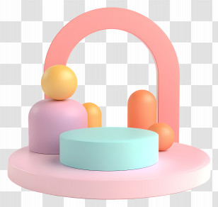 3d Podium - Geometric Shapes In Pastel Colors Transparent PNG