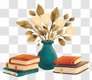 Happy Teachers Day - Vase With Flowers And Books In Still-Life Art Transparent PNG