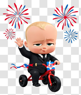 Boss Baby Celebrating Independence Day - Little Boss Baby On Tricycle Transparent PNG