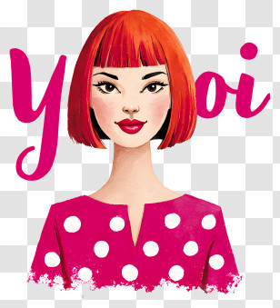 Yayoi Kusama - Stylish Red Bob Portrait Transparent PNG