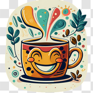 Cartoon Coffee Cup - Happy Coffee Cup Illustration Transparent PNG