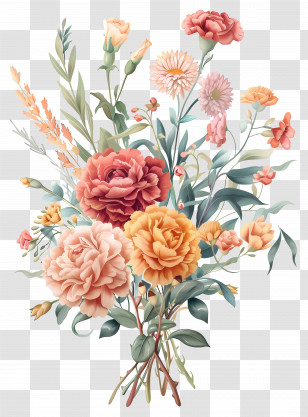 Vintage Flowers - Bouquet Of Roses And Mixed Blossoms Transparent PNG