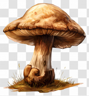 Cremini Mushroom - Illustrated Brown Mushroom Transparent PNG