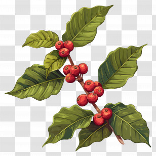 Coffee Plant - Coffee Plant Branch With Red Berries Transparent PNG