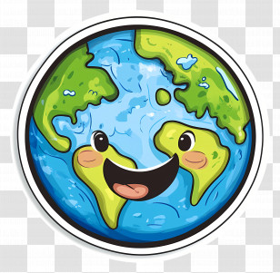 Happy Earth - Smiling Cartoon Earth With A Happy Face Transparent PNG