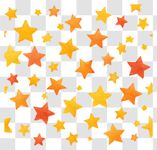 Star Confetti - Orange And Yellow Stars Pattern Transparent PNG