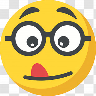 Nerd Emoji - Funny Emoji With Glasses And Tongue Out Transparent PNG