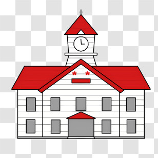 Icon - Small Cute Doodle School Building Transparent PNG