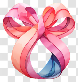 Watercolor Ribbon - Beautiful Pink Gradient Bow Ribbon Transparent PNG