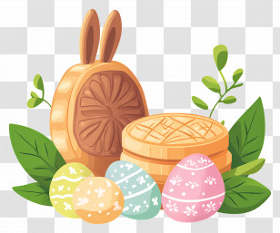 Mid Autumn Festival - Colorful Easter Eggs And Bunny Transparent PNG