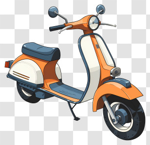 Motor Scooter - Vintage Orange Scooter Illustration Transparent PNG
