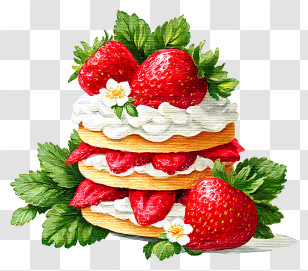 Strawberry Shortcake - Delicious Strawberry Shortcake With Cream Transparent PNG