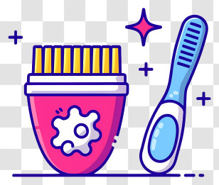 Pink And Blue Color - Toothbrush And Toothpaste For Dental Care Transparent PNG