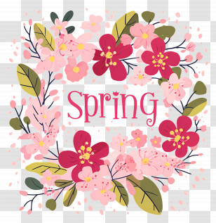 Spring - Spring Flowers Text Decoration Transparent PNG