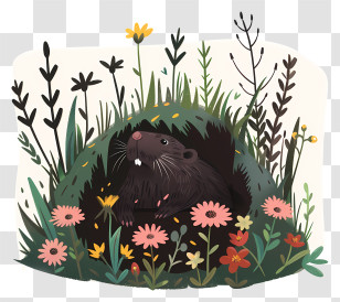 Mole Day - Groundhog In Burrow Illustration Transparent PNG