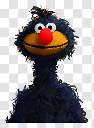 Abstract Character - Furry Blue Cartoon Character With A Red Nose Transparent PNG