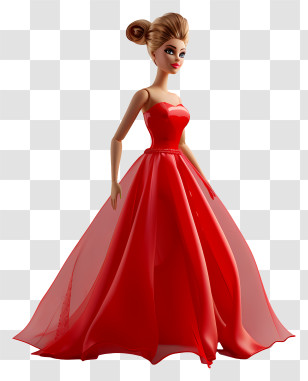 Barbie - Elegant Toy Doll In Stylish Red Dress Transparent PNG