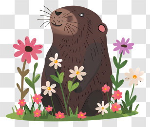 Mole Day - Cute Groundhog With Flowers Transparent PNG