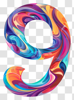 Number 9 - Colorful Artistic Number 9 Transparent PNG