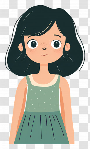 Girl In Dress - Cute Cartoon Girl Transparent PNG