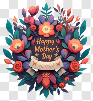 Mother Day - Happy Mother's Day Floral Greeting Transparent PNG