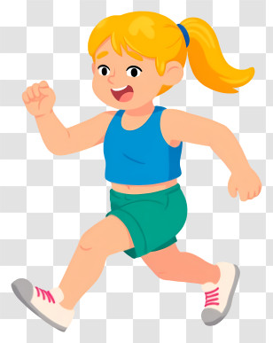 Running Girl - Girl Running In Blue Top Transparent PNG