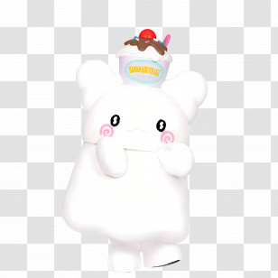 Marumaru - White Bear With Dessert Cartoon Characters Transparent PNG