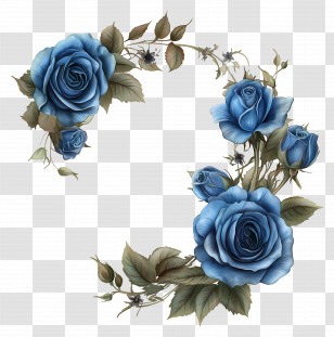Border Rose - Elegant Blue Roses Illustration Transparent PNG
