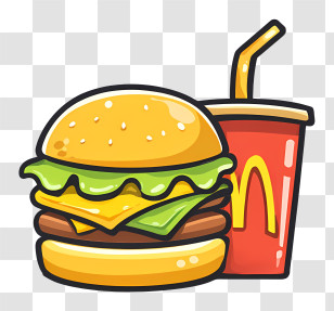 Fast Food Logo - Burger And Drink Combo Transparent PNG