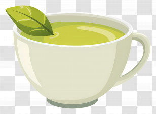 Green Tea Drink - Cup Of Green Tea With Fresh Leaf Transparent PNG