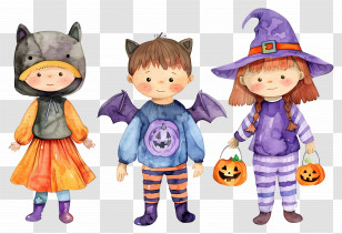 Halloween Kids - Children In Cute Halloween Costumes Transparent PNG