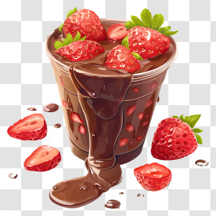 Chocolate Milk - Chocolate Dessert With Strawberries Transparent PNG
