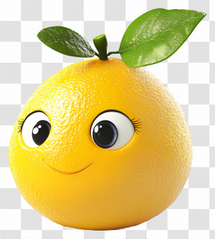 3d Lemon - Smiling Orange Cartoon Transparent PNG