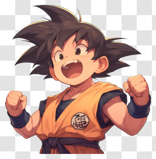 Son Goku - Excited Anime Character Illustration Transparent PNG