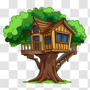 Tree House - Wooden Treehouse With Green Leaves Transparent PNG