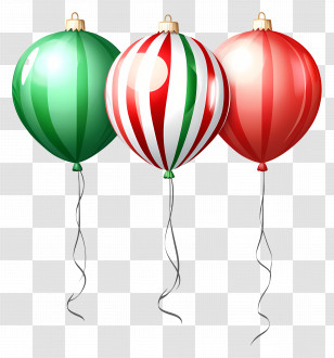 Christmas Balloons - Striped Christmas Balloons In Festive Colors Transparent PNG