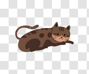Icon - Brown Cute Cartoon Cat Lying Down Transparent PNG